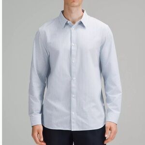 Lululemon New Venture Classic Blue Stripe Long Sleeve Button Down Large